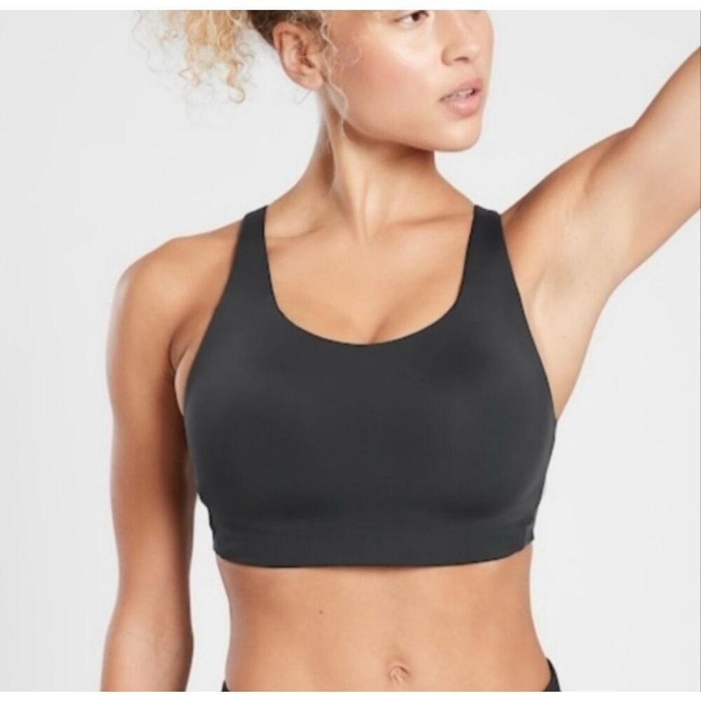 Athleta 36C Advance High Impact Sports Bra Black Padded Running Gym Activewear